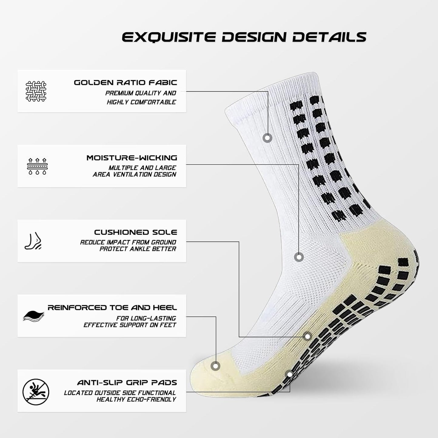 4 Pairs of Non-Slip Grip Socks for Men and Women - Ideal for Soccer, Football, and Basketball Sports