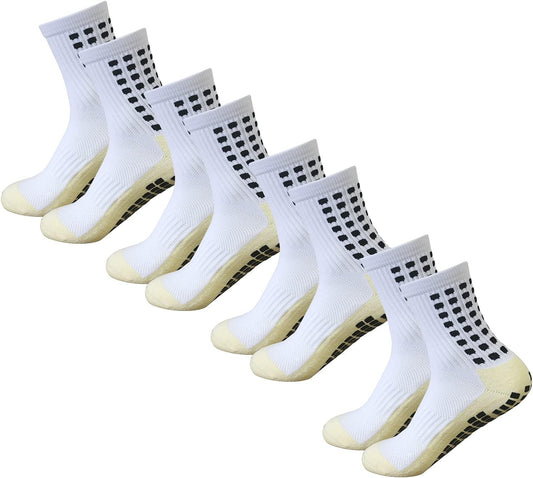 4 Pairs of Non-Slip Grip Socks for Men and Women - Ideal for Soccer, Football, and Basketball Sports
