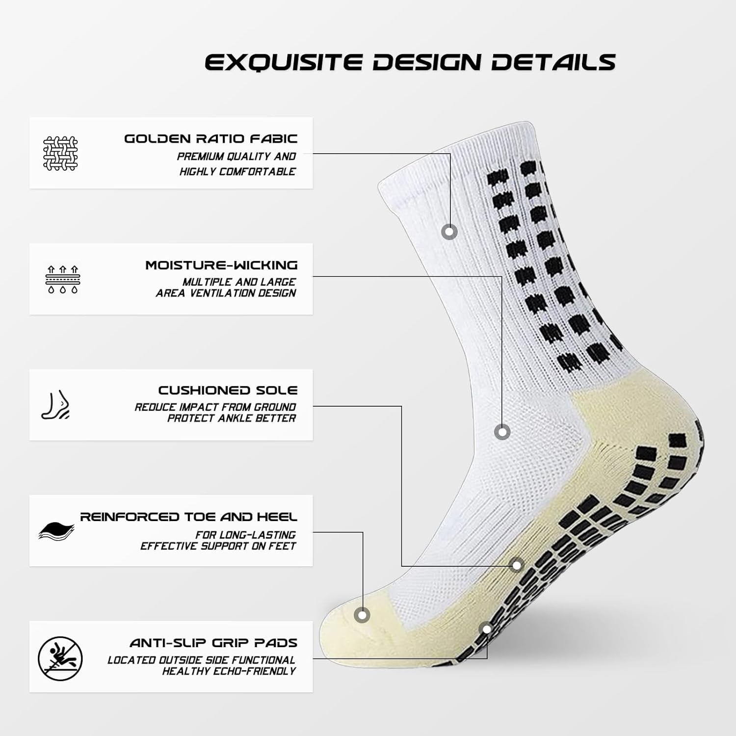 4 Pairs of Non-Slip Grip Socks for Men and Women - Ideal for Soccer, Football, and Basketball Sports